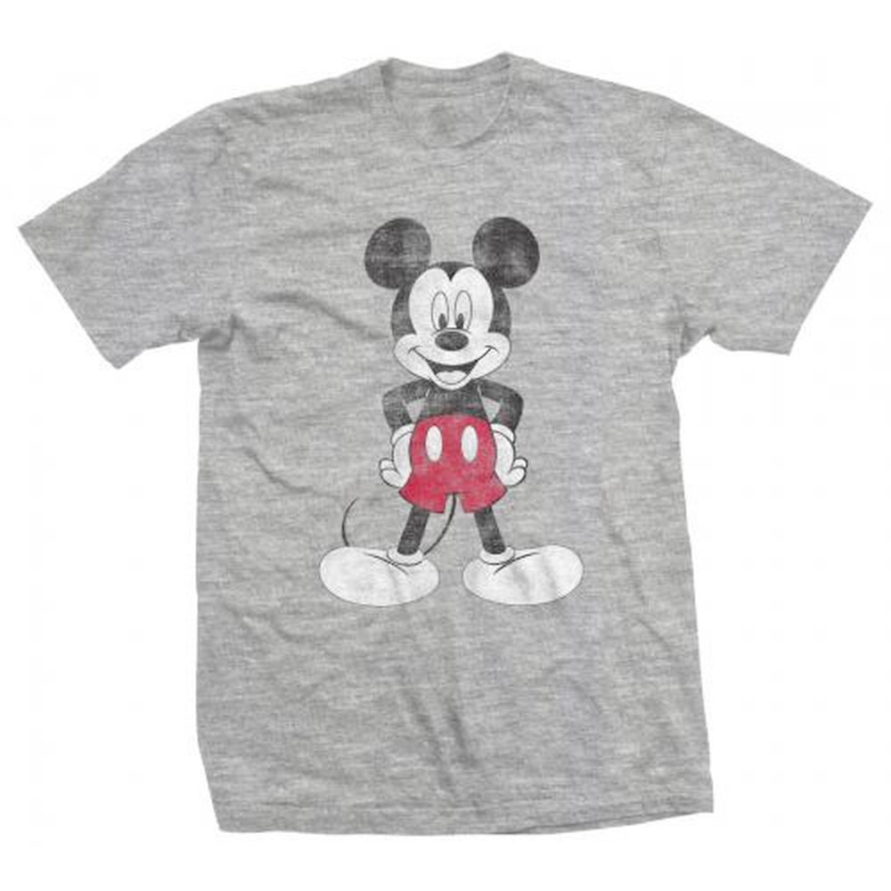 Disney Disney Mickey Mouse Heren Tshirt Pose Grijs Disney Disney Mickey Mouse Heren Tshirt Distressed Grijs